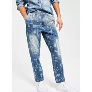 Sun + Stone Philbin Crop-Fit Bandana Paisley Jeans Mens Med Streetwear Utility